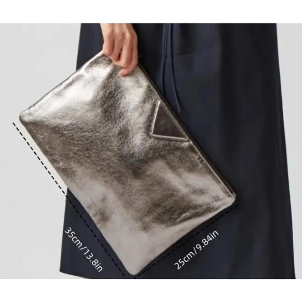 Metallic Large Clutch Bag In Orange - Picture 6 of 7